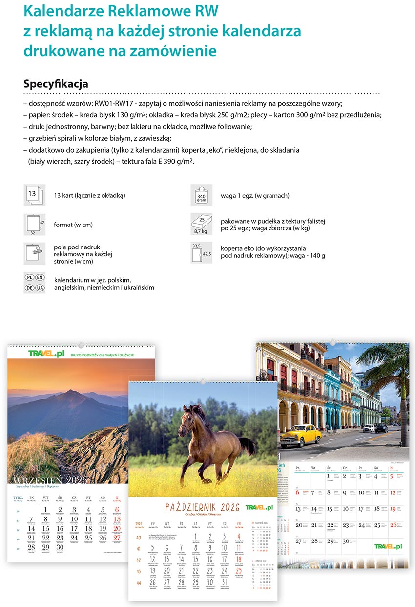 kalendarze reklamowe, indywidualne