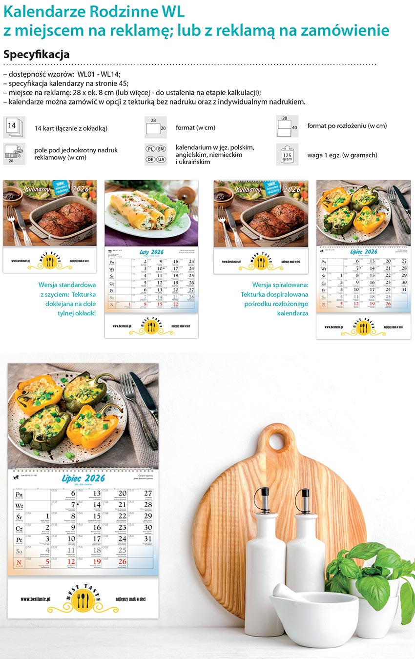 kalendarze rodzinne, indywidualne