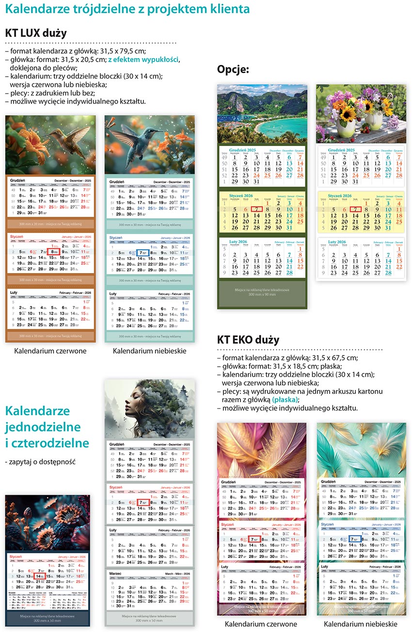 kalendarze trójdzielne z nadrukiem 1