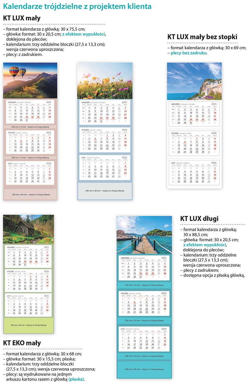 kalendarze trójdzielne z nadrukiem 2